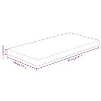 Produktbild för Hyllplan 60x20x2,5 cm obehandlad massiv ek