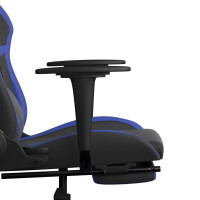 Produktbild för Gamingstol med massage och fotstöd svart och blå konstläder