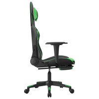 Produktbild för Gamingstol med massage och fotstöd svart och grön konstläder
