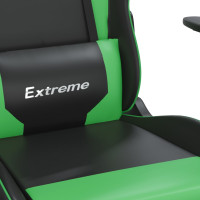 Produktbild för Gamingstol med massage och fotstöd svart och grön konstläder