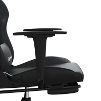 Produktbild för Gamingstol med massage och fotstöd svart konstläder