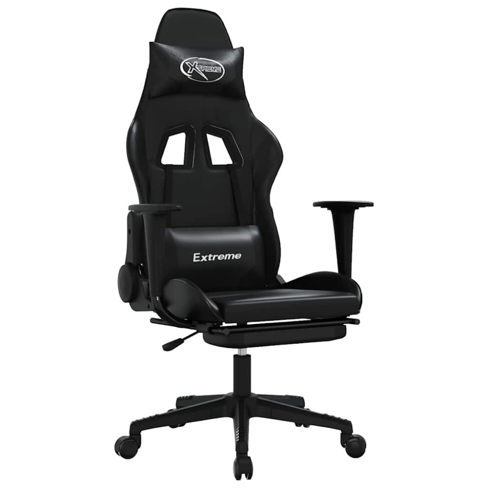 Produktbild för Gamingstol med massage och fotstöd svart konstläder