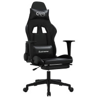 Produktbild för Gamingstol med massage och fotstöd svart konstläder