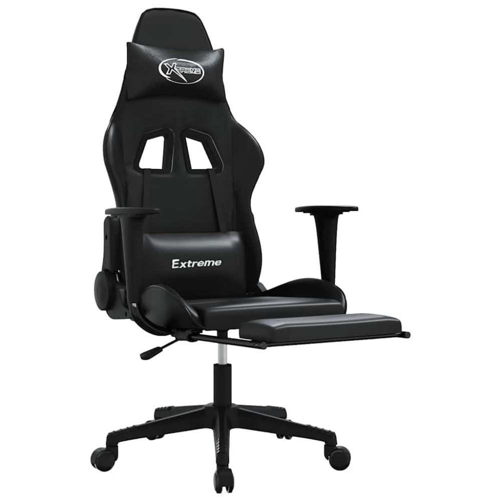 Produktbild för Gamingstol med massage och fotstöd svart konstläder
