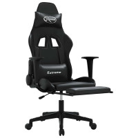 Produktbild för Gamingstol med massage och fotstöd svart konstläder