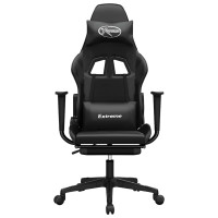 Produktbild för Gamingstol med massage och fotstöd svart konstläder