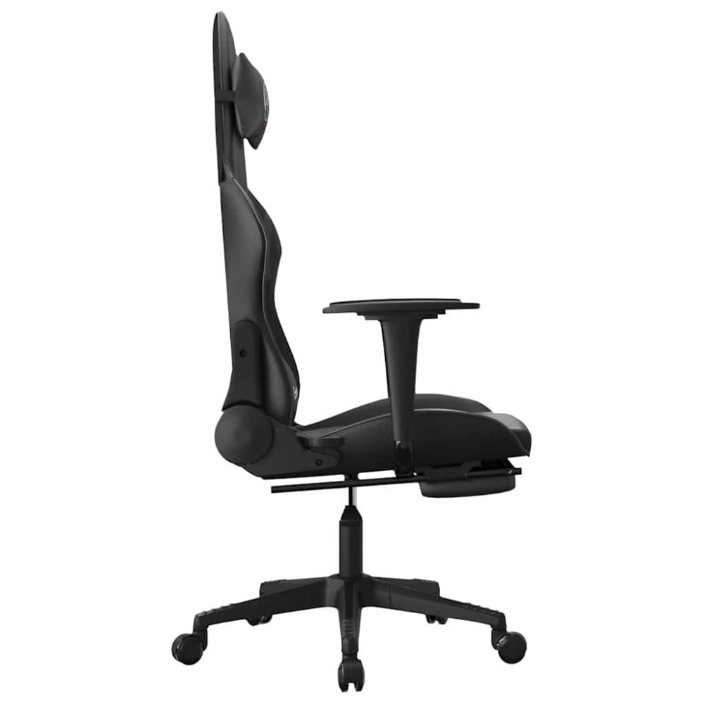 Produktbild för Gamingstol med massage och fotstöd svart konstläder