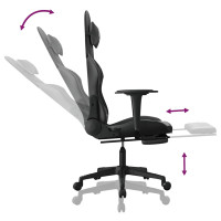 Produktbild för Gamingstol med massage och fotstöd svart konstläder