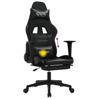 Produktbild för Gamingstol med massage och fotstöd svart konstläder