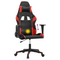 Produktbild för Gamingstol med massage svart och röd konstläder