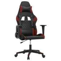 Produktbild för Gamingstol med massage svart och vinröd konstläder