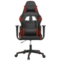 Produktbild för Gamingstol med massage svart och vinröd konstläder