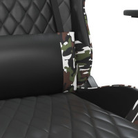 Produktbild för Gamingstol med massage och fotstöd svart kamouflage konstläder