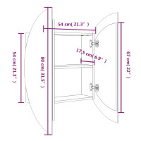 Produktbild för Badrumsskåp med rund spegel och LED ek 40x40x17,5 cm