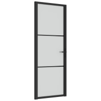 Produktbild för Innerdörr 76x201,5 cm svart matt glas och aluminium
