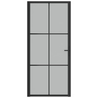 Produktbild för Innerdörr 93x201,5 cm svart matt glas och aluminium