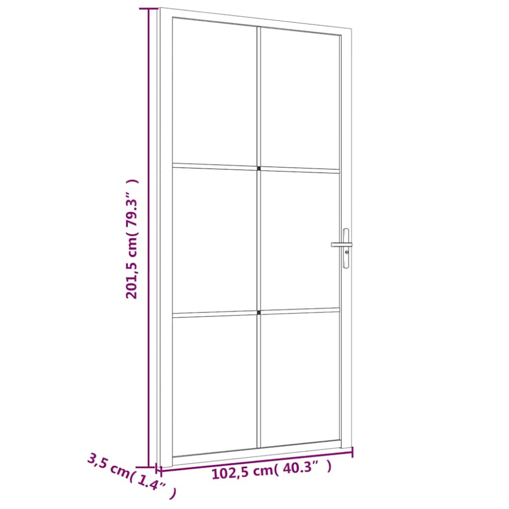 Produktbild för Innerdörr 102,5x201,5 cm svart matt glas och aluminium