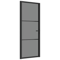 Produktbild för Innerdörr 83x201,5 cm svart ESG-glas och aluminium