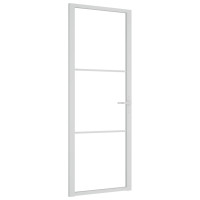 Produktbild för Innerdörr 76x201,5 cm vit ESG-glas och aluminium