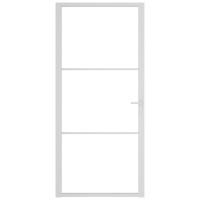 Produktbild för Innerdörr 93x201,5 cm vit ESG-glas och aluminium