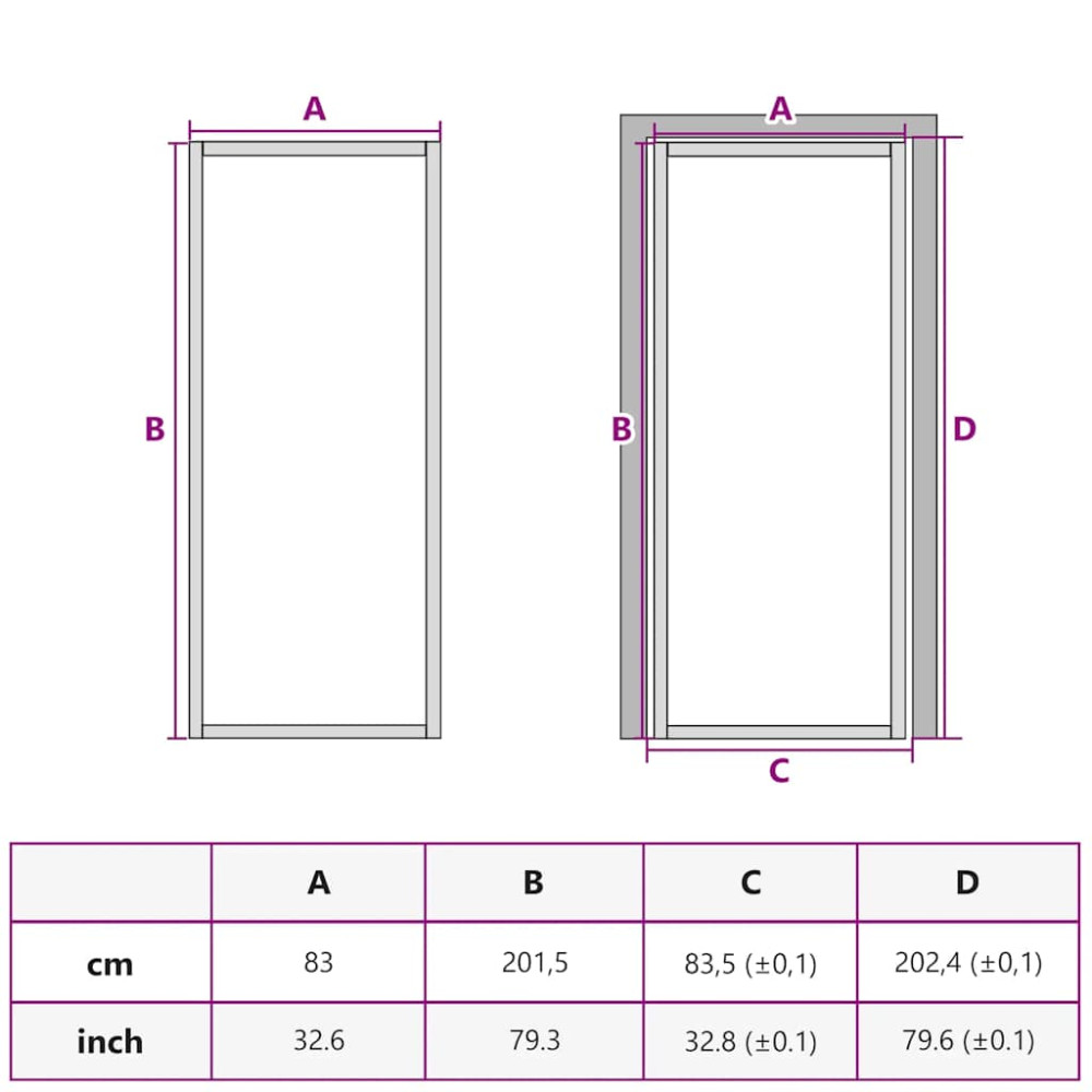 Produktbild för Innerdörr 83x201,5 cm vit ESG-glas och aluminium
