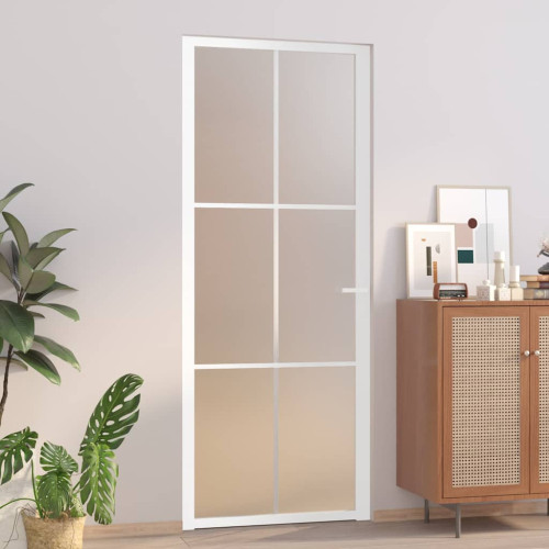 vidaXL Innerdörr 83x201,5 cm vit matt glas och aluminium