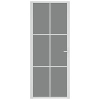 Miniatyr av produktbild för Innerdörr 83x201,5 cm vit ESG-glas och aluminium