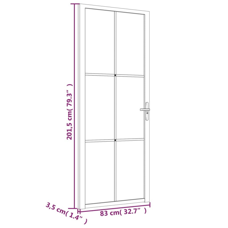 Produktbild för Innerdörr 83x201,5 cm vit ESG-glas och aluminium
