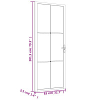 Produktbild för Innerdörr 83x201,5 cm vit ESG-glas och aluminium