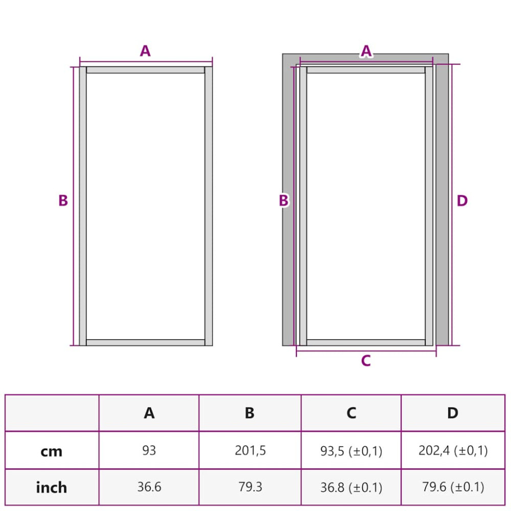 Produktbild för Innerdörr 93x201,5 cm vit ESG-glas och aluminium