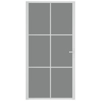 Produktbild för Innerdörr 102,5x201,5 cm vit ESG-glas och aluminium