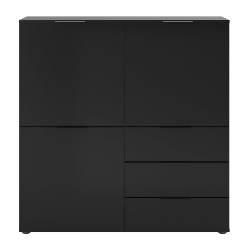 Produktbild för FMD Byrå med 3 dörrar och 3 lådor svart