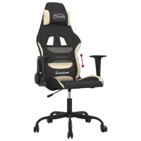 Produktbild för Gamingstol svart och gräddvit tyg