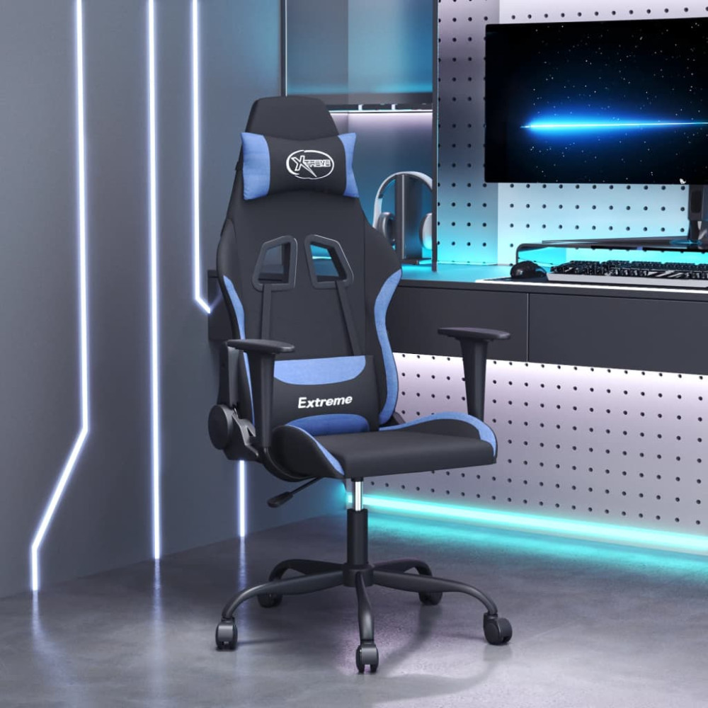 Produktbild för Gamingstol svart och blå tyg