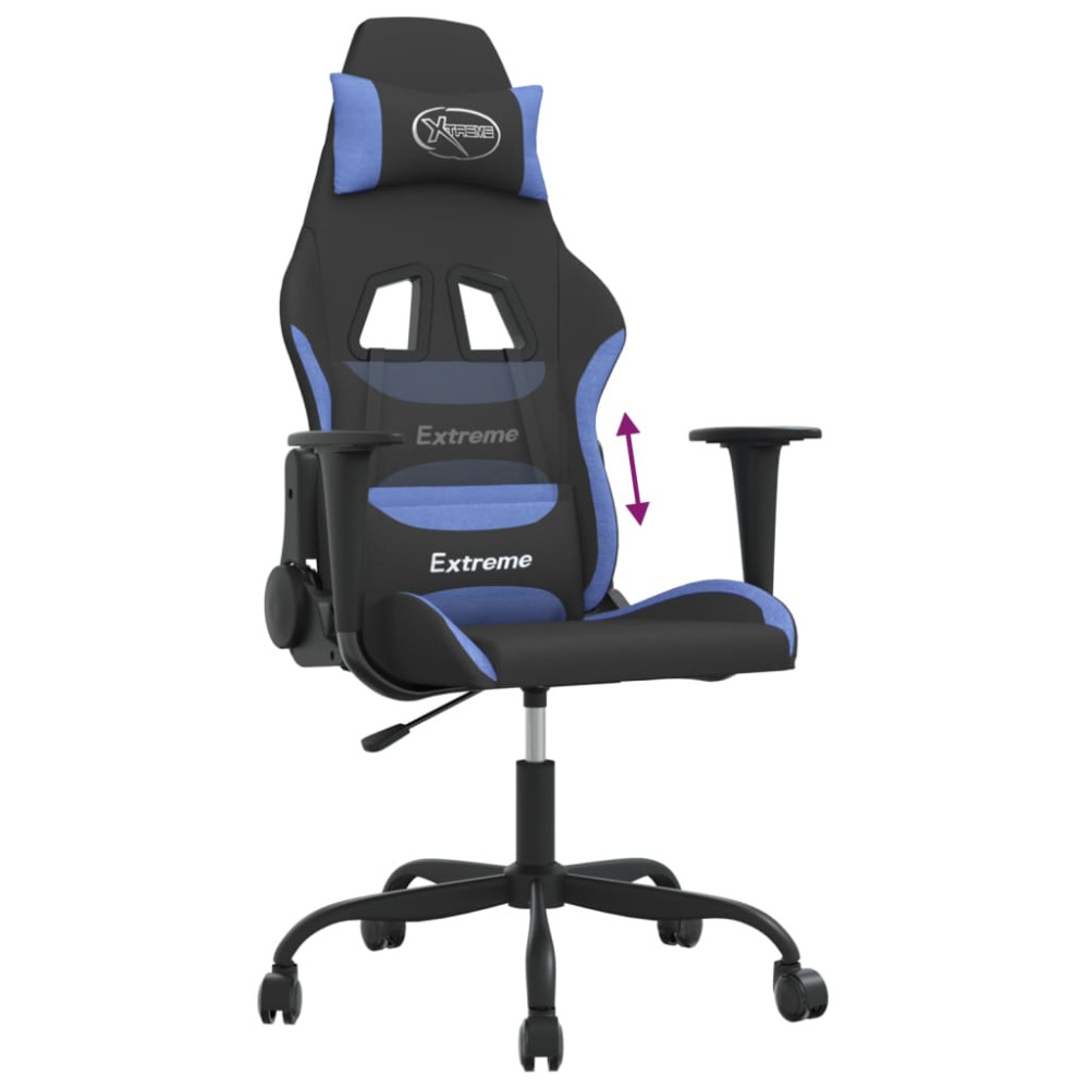 Produktbild för Gamingstol svart och blå tyg