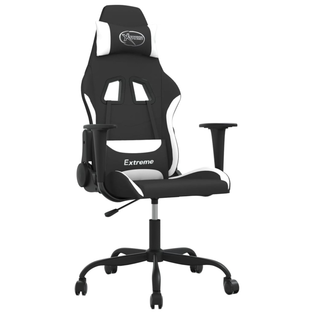Produktbild för Gamingstol svart och vit tyg