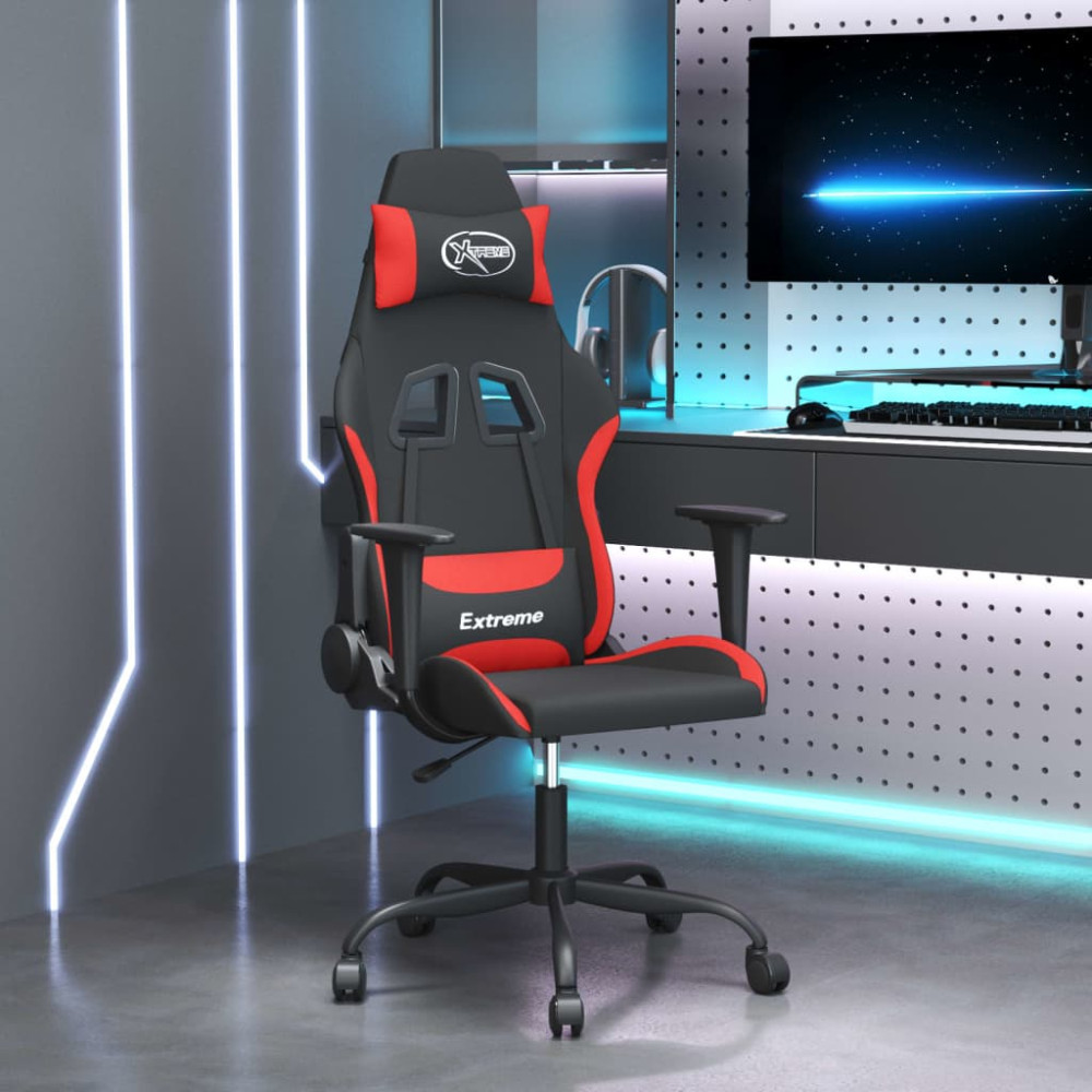 Produktbild för Gamingstol svart och röd tyg