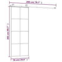 Produktbild för Skjutdörr med beslagset ESG glas och aluminium 76x205 cm