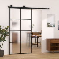 Produktbild för Skjutdörr med hårdvara 102,5x205 cm ESG-glas och aluminium