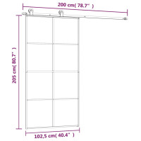 Produktbild för Skjutdörr med hårdvara 102,5x205 cm ESG-glas och aluminium