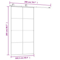 Produktbild för Skjutdörr med hårdvara 102,5x205 cm ESG-glas och aluminium