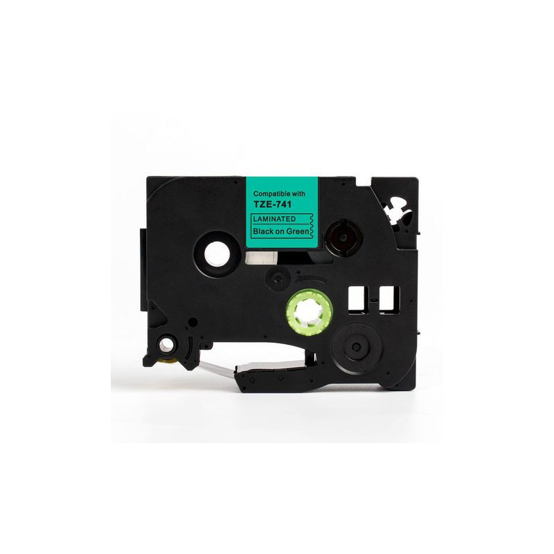 Produktbild för Tape 18mm TZe-741 svart på grön