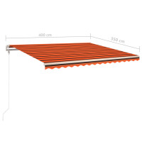 Produktbild för Automatisk markis med vindsensor & LED 400x350 cm orange/brun