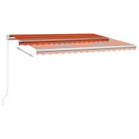 Produktbild för Markis manuellt infällbar med LED 450x350 cm orange och brun