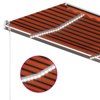 Produktbild för Markis manuellt infällbar med LED 450x350 cm orange och brun