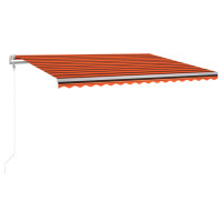 Produktbild för Automatisk markis med vindsensor & LED 450x350 cm orange/brun