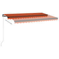 Miniatyr av produktbild för Markis med LED manuellt infällbar 450x350 cm orange och brun