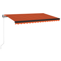 Produktbild för Automatisk markis med vindsensor & LED 450x350 cm orange/brun