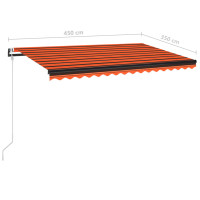 Produktbild för Automatisk markis med vindsensor & LED 450x350 cm orange/brun