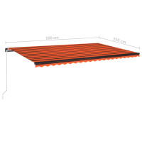 Miniatyr av produktbild för Markis manuellt infällbar 500x350 cm orange/brun